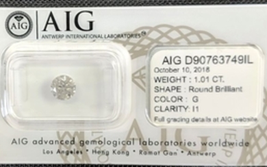 1.01 ct - Natural White Diamond - G Color - I1 - VG/VG/VG - NO RESERVE!