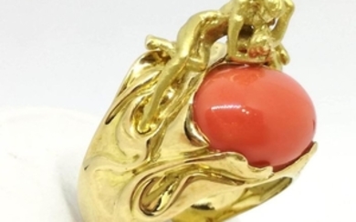 18 kt. Gold - Ring coral