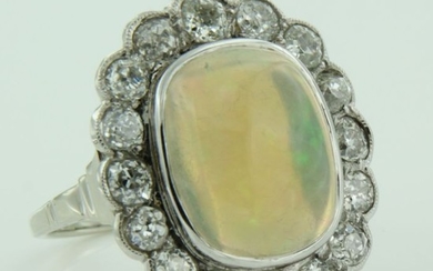 14 kt. White gold - Ring - 2.50 ct Diamond - Opal