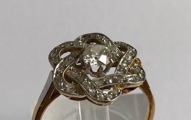 18 kt. Yellow gold - Ring - 0.50 ct bolshevik diamond - rose diamonds