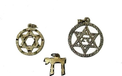 3 Piece Judaica Pendents 14k Yellow Gold