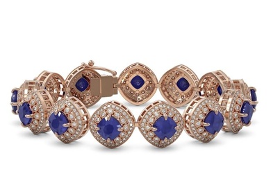37.35 ctw Sapphire & Diamond Victorian Bracelet 14K Rose Gold