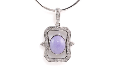 3.90ct Lavender Jade and Diamond Pendant
