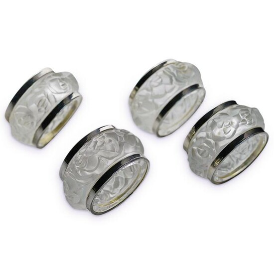 (4Pc) Lalique Style Crystal Napkin Rings