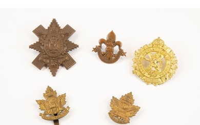 5 WWI CEF Infantry cap badges: 41st by Inglis, bronze 42nd, ...