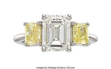 55285: Diamond, Fancy Yellow Diamond, Platinum Ring S