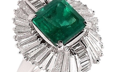 5.53ctw - 3.13ct Not-Treated Colombia Emerald and 2.40ct Natural Diamonds - IGI Report - Platinum - Ring - 3.13 ct Emerald - Diamonds