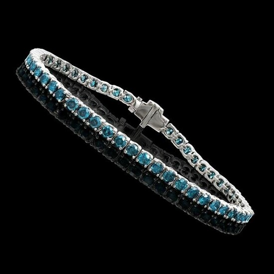5.75 ctw in Certif. Diamonds 14K gold Tennis Bracelet London Blue Diamonds