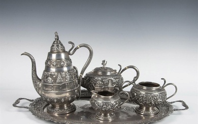 5pc Indian Silver Coffee and Tea Set