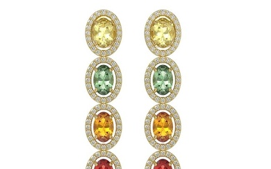 6.09 ctw Multi Color Sapphire & Diamond Micro Pave Earrings 10k Yellow Gold