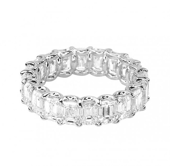 6.3 tcw Natural Diamond Band Ring in 18K White Gold