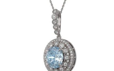6.81 ctw Aquamarine & Diamond Victorian Necklace 14K White Gold
