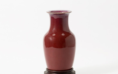 A Chinese copper-red and flambé-glazed baluster vase