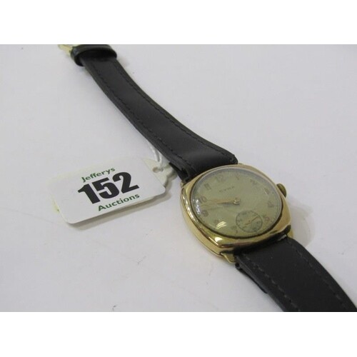 9ct YELLOW GOLD WRIST WATCH by Cyma, movement appears in wor...