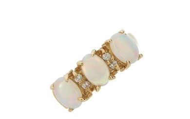 A 14ct gold opal and diamond dress ring
