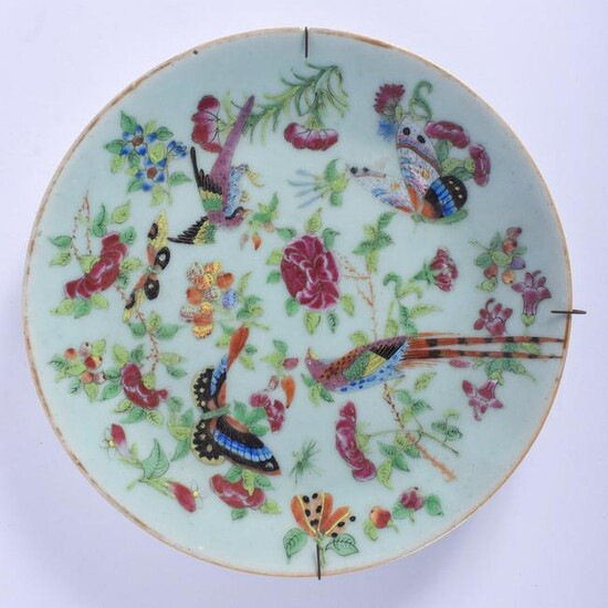 A 19TH CENTURY CHINESE CANTON FAMILLE ROSE BUTTERFLY