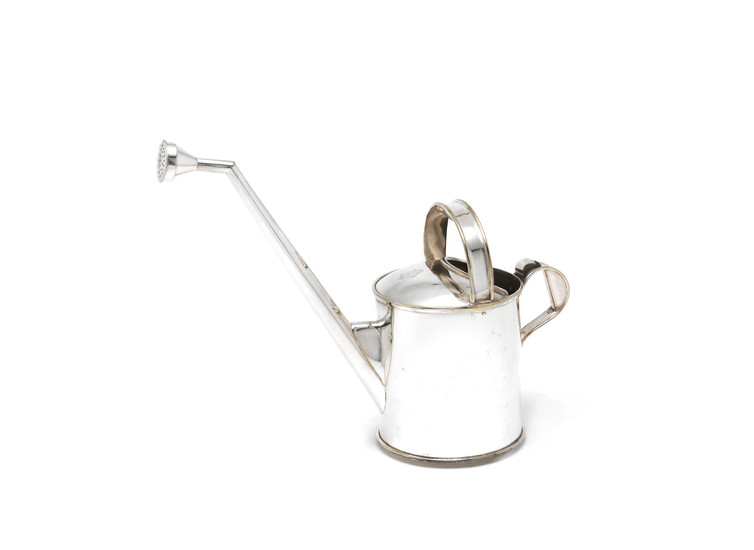 A 19th century silver-plated watering can