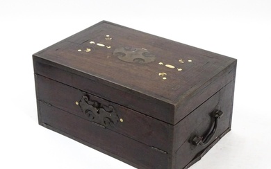 A 19thC rosewood writing / correspondence box decorated with...