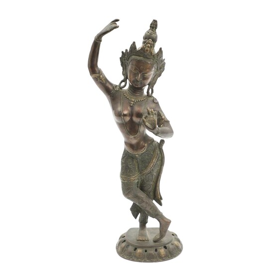 NOT SOLD. A 20th century patinated bronze figure of dancing Tara. H. 49 cm. – Bruun Rasmussen Auctioneers of Fine Art