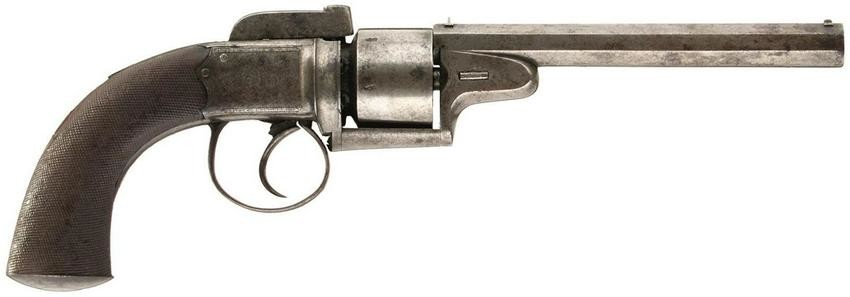 A 54-BORE SIX-SHOT PERCUSSION TRANSITIONAL REVOLVER BY