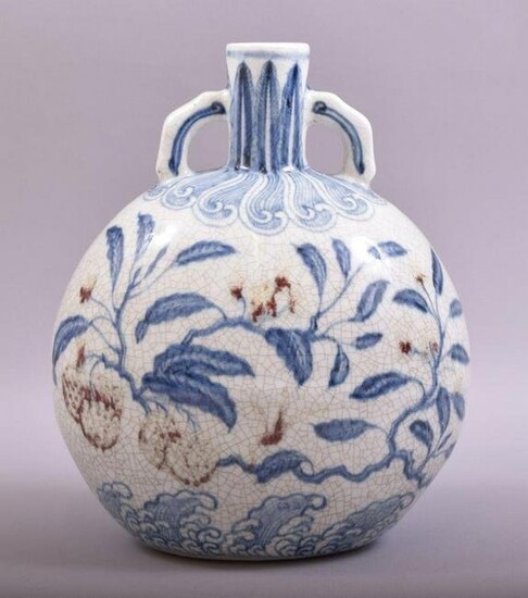 A CHINESE MING STYLE BLUE AND WHITE AND UNDER GLAZED