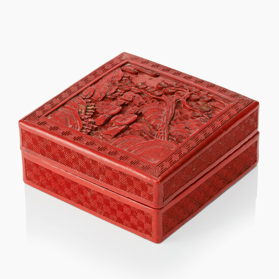 A Chinese Cinnabar Lacquer Box and Cover