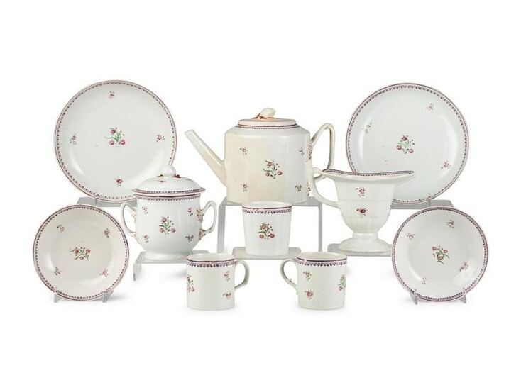 A Chinese Export Famille Rose Porcelain Tea Service