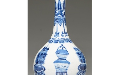A Chinese blue and white vase, 19th c, in Kangxi style, pain...