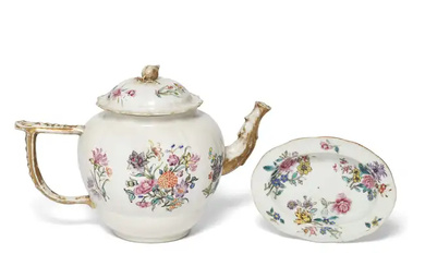 A Chinese export soft paste famille rose 'floral' teapot and cover with...