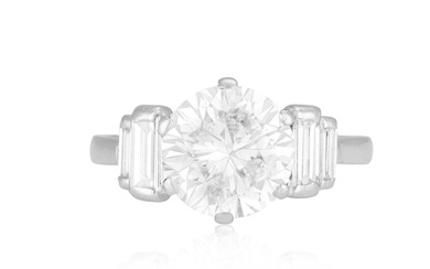 A DIAMOND SINGLE-STONE RING The brilliant-cut diamond weig...