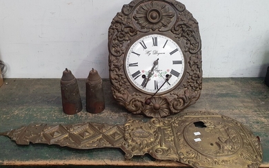 A FRENCH PRESSED TIN COMPTOISE WALL CLOCK
