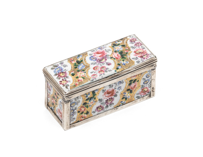 A French 18th century silver and porcelain box