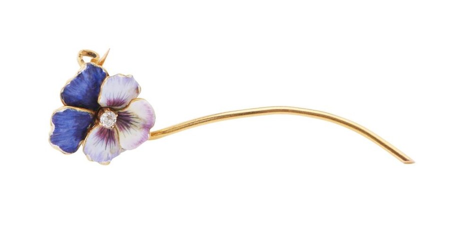 A GOLD, ENAMEL AND DIAMOND PANSY BROOCH BY BOUCHERON