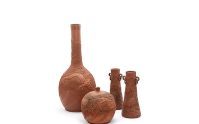 A GROUP OF FOUR JAPANESE TOKONAME RED-WARE VASES LATE 19TH /...