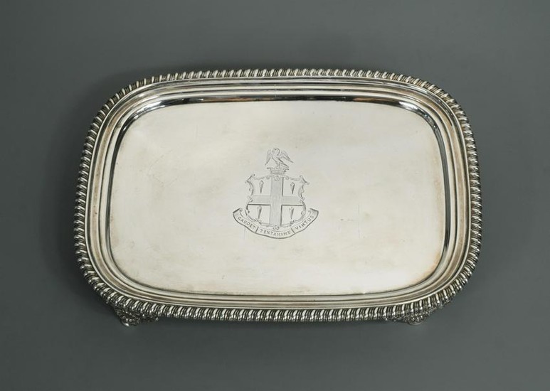 A George III silver dressing table tray