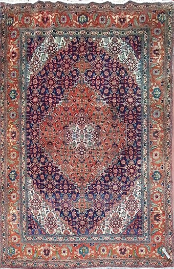 A HAND KNOTTED PURE WOOL PERSIAN TABRIZ