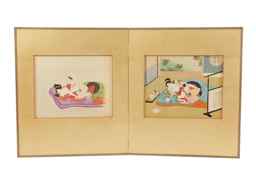 A JAPANESE SHUNGA (EROTIC) SCREEN TAISHO PERIOD (1912-1926)