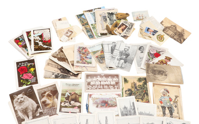 A LARGE QUANTITY OF CIGARETTE CARDS, POSTCARDS AND CHRISTMAS CARDS MAINLY EARLY 20TH CENTURY.