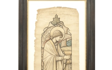 A LATE 19TH CENTURY PRE-RAPHAELITE ORIGINAL DRAWING FOR A ST...
