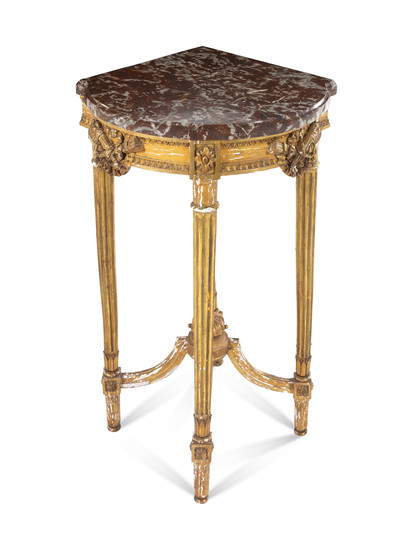 A Louis XVI Style Giltwood Corner Table