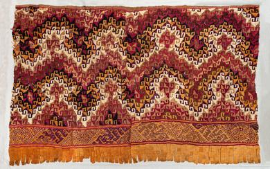 A Multicolored Mantle Covered with Step-Fret Symbols, Central/South Coast, Peru, Late Horizon, 1100-1530 CE