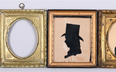 A PAIR OF SILHOUETTES and A SILHOUETTE OF A BRITISH MILITARY OFFICER along with a MINIATURE FRAME