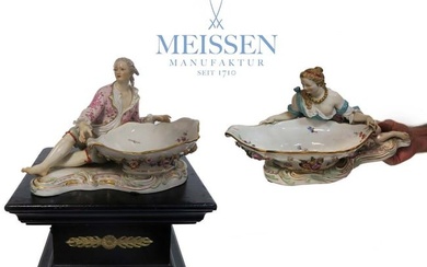 A Pair of 19th C. Large Meissen Sweet Meat Dishes
