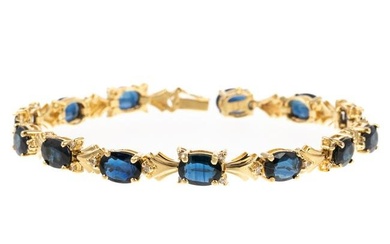 A Sapphire & Diamond Line Bracelet in 14K