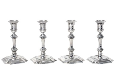 A Set of Four Victorian Silver Candlesticks by Hawksworth, Eyre and Co. Ltd., Sheffield, 1890