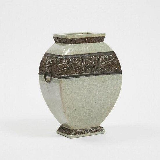 A Shiwan Archaistic Form Crackle-Glazed Rectangular