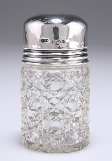 AN EDWARDIAN SILVER-TOPPED GLASS SCENT BOTTLE, by