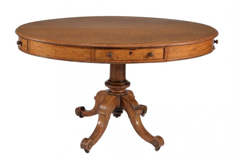 A Victorian oak oval library table
