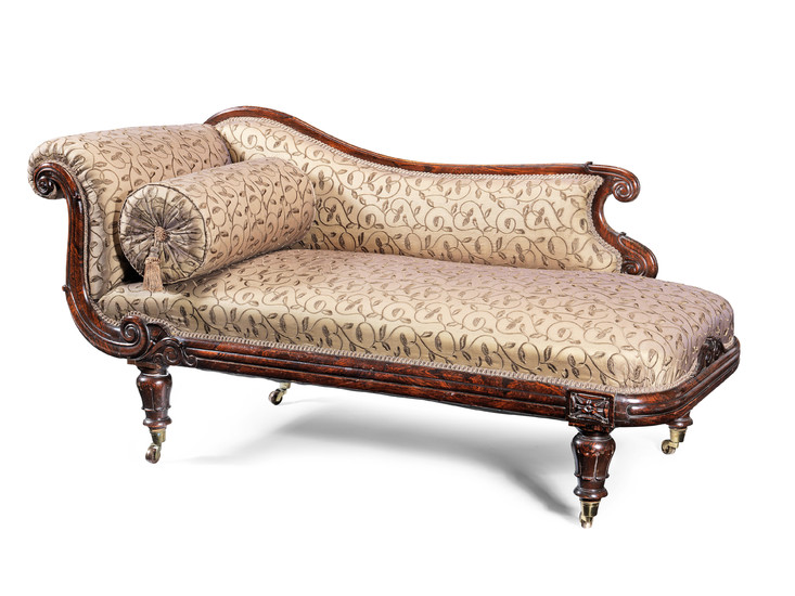 A William IV simulated rosewood chaise longue