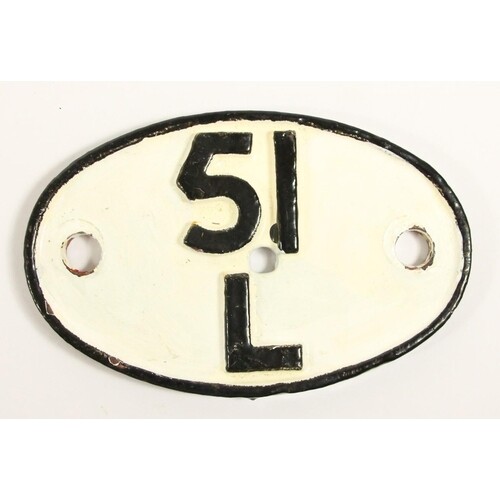 A cast iron oval shed plate 51L Thornaby (1958-1973) 51L- T...